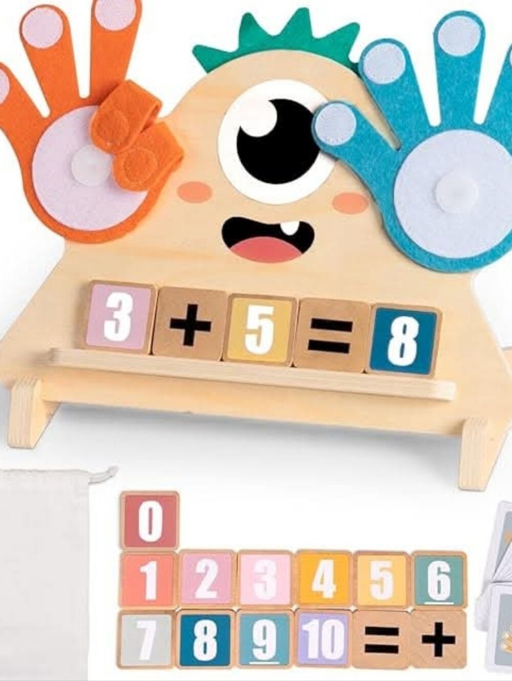 NWT -MATH GAME-Hand Clap Monster Blue & Orange New In Box Wood, And Pieces